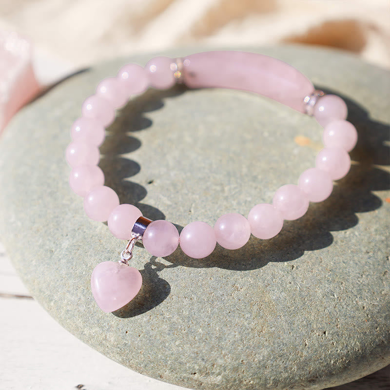 Buddha Stones Naturquarz Liebesherz Heilperlen Armband