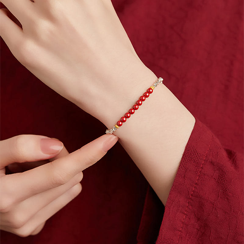 Buddha Stones 925 Sterling Silber Zinnober Fu Charakter Segen Armband