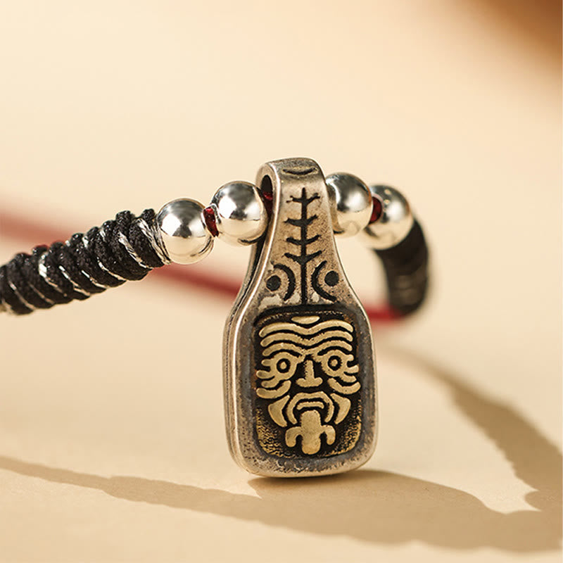 Collar con colgante de cuerda con piedras de Buda tibetanas de plata de ley 925, con la diosa Zakiram de la riqueza y la protección.
