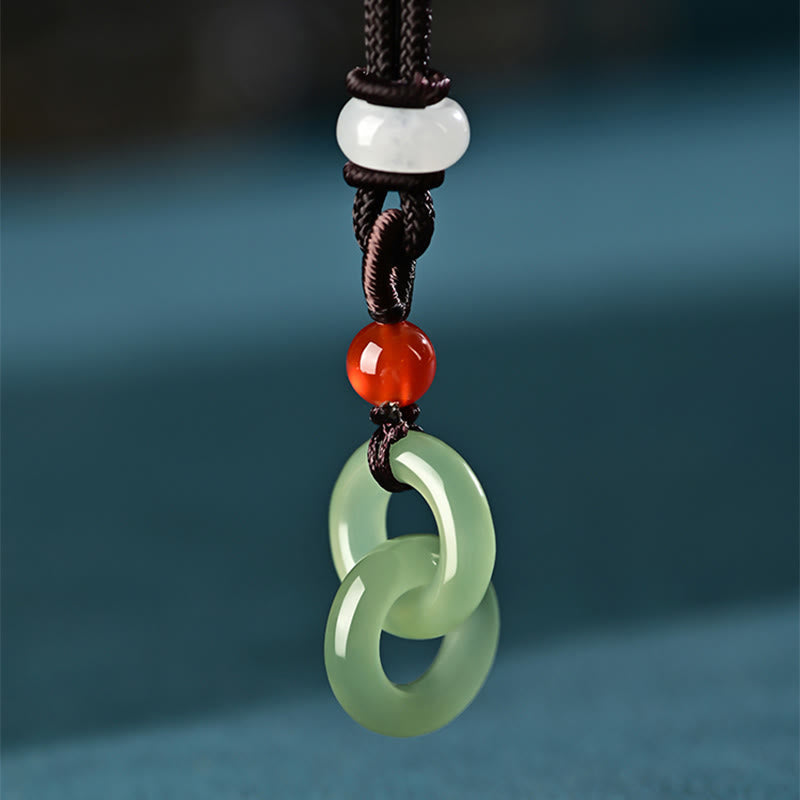 Collar con colgante de jade blanco y cian natural de Buda con doble hebilla de paz y éxito