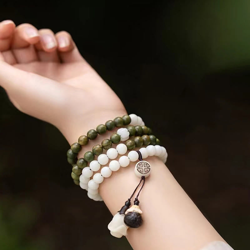 Buddha Stones Natürliches grünes Sandelholz Bodhi Seed Beruhigendes Armband
