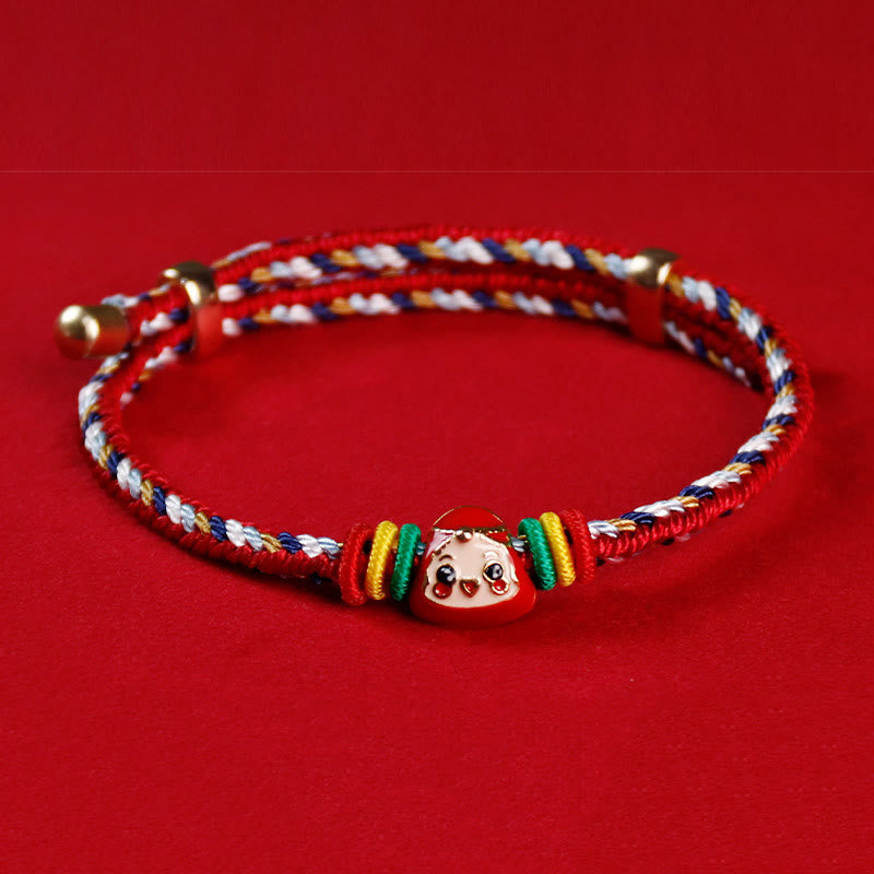 Buddha-Steine, buntes Seil, Zongzi-Muster, Fu-Charakter, Glück, handgefertigtes Armband