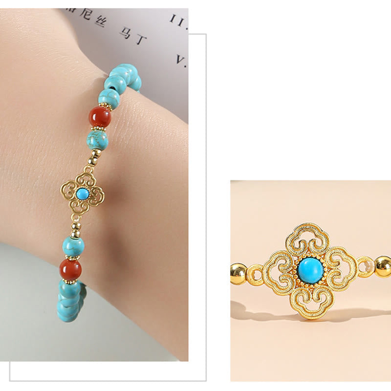 Buddha Stones Türkis Perlen Schutz Balance Armband