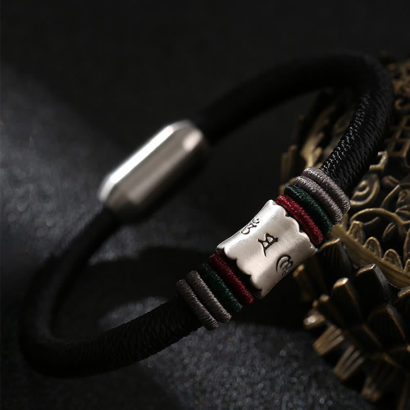 Armband mit magnetischer Schnalle von Buddha Stones, 999 Sterlingsilber, Om Mani Padme Hum, Peace