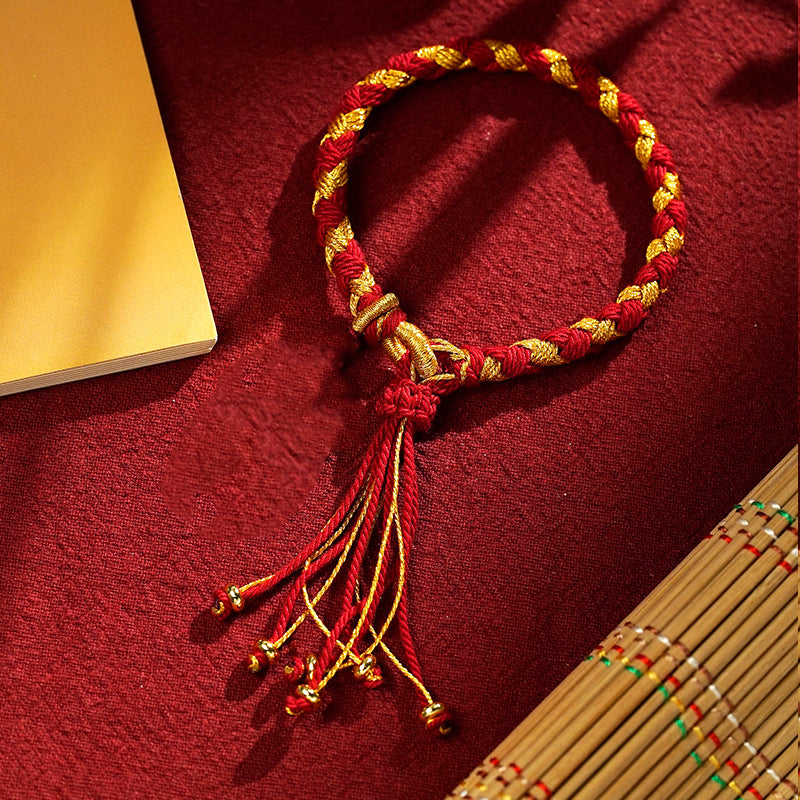 Pulsera trenzada de escamas de dragón tibetano de los Cinco Dioses de la Riqueza, hecha a mano con piedras de Buda