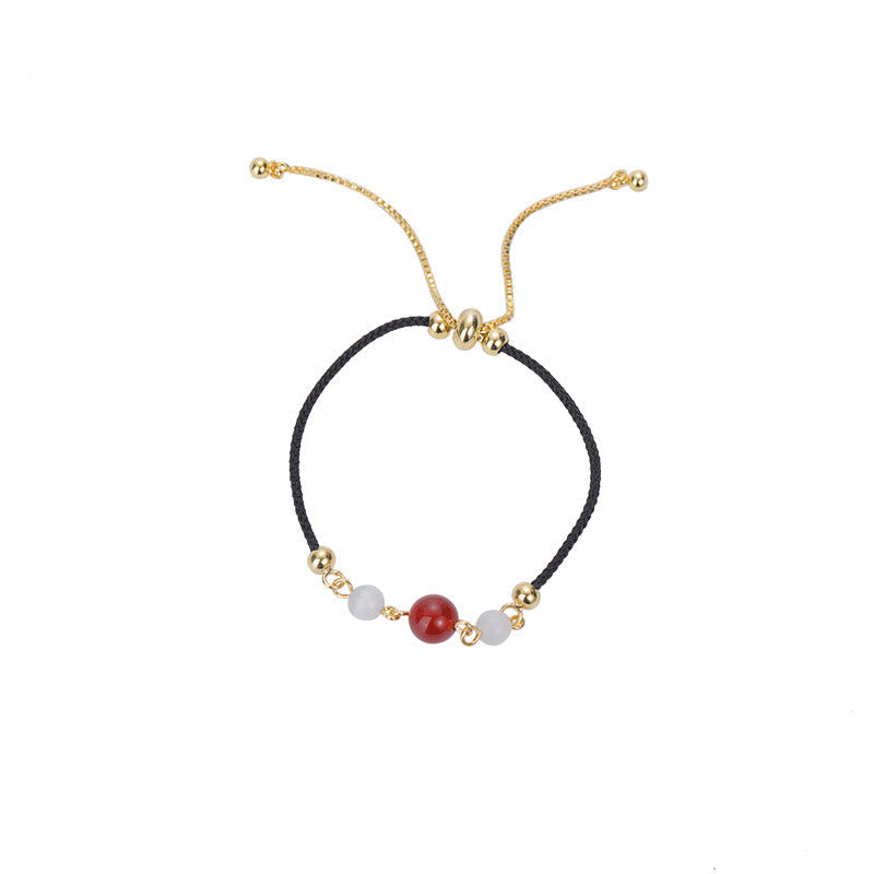 Buddha Stones Roter Achat Katzenauge Geflochtenes Vertrauensarmband