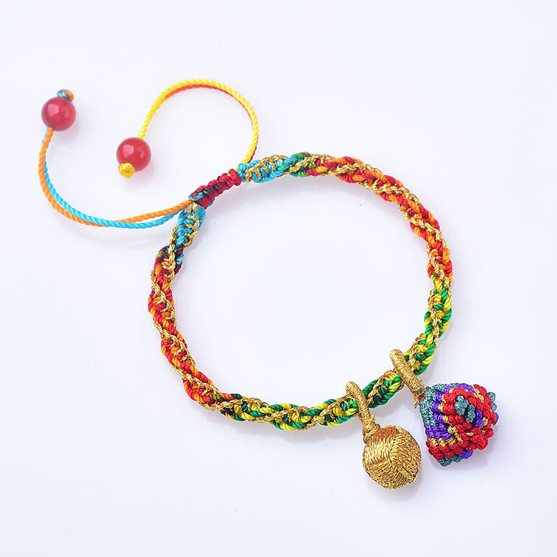 Pulsera de Zongzi artesanal con abalorios de la suerte y cuerda colorida de Buda