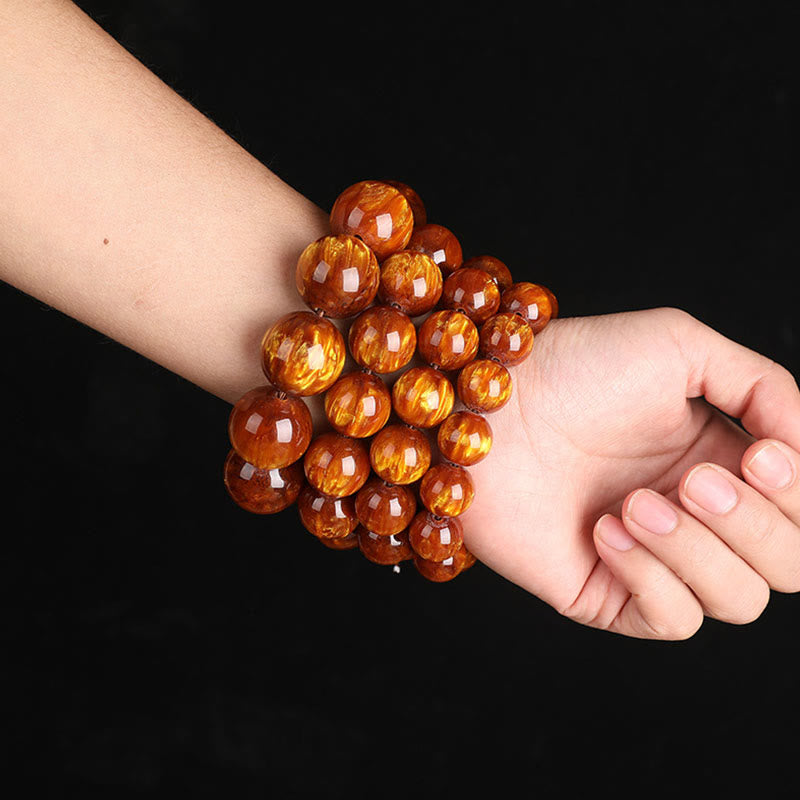 Buddha Stones Golden Sea Willow Erfolg Positives Armband Mala