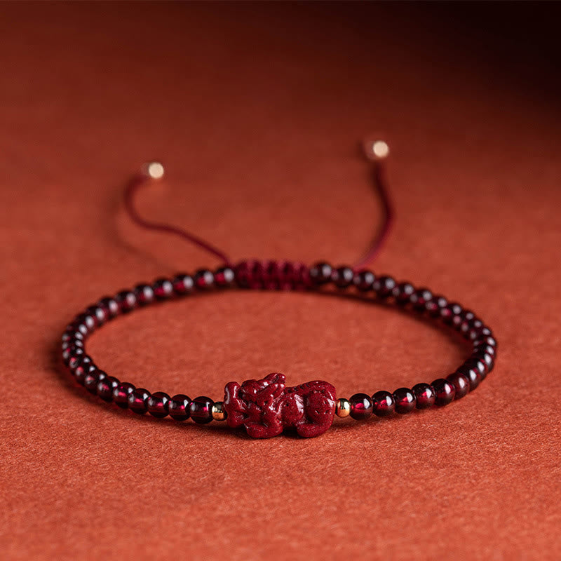 Buddha-Steine Granat Zinnober PiXiu Blessing Calm String Armband