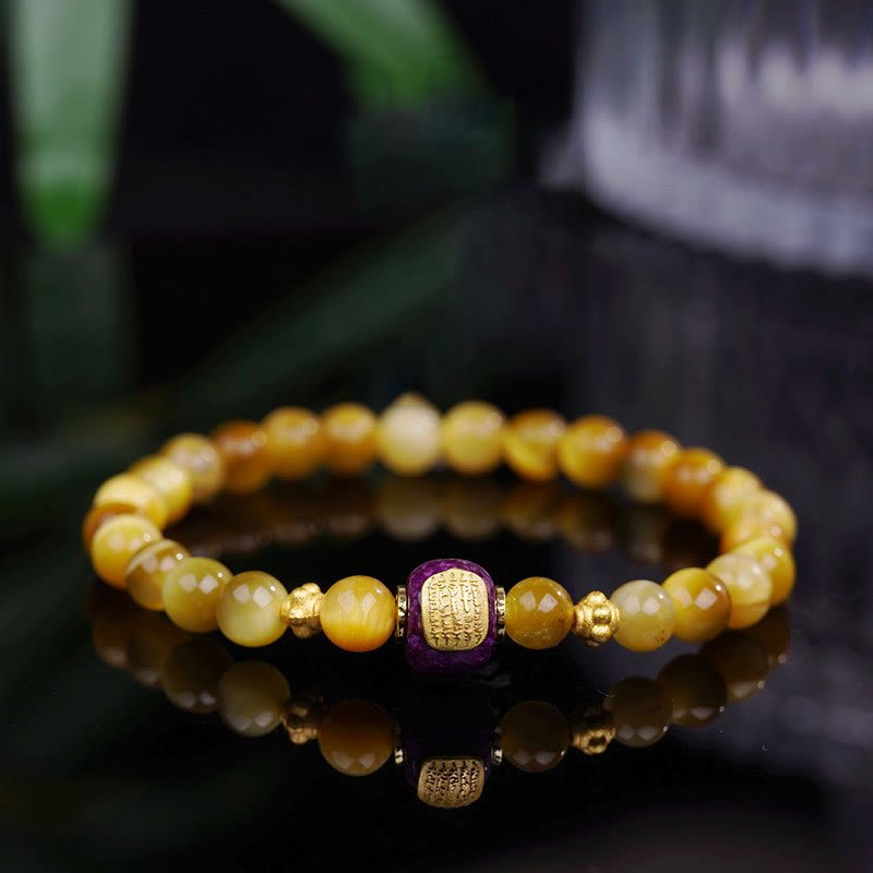 Pulsera de protección de la fortuna con cuentas de ojo de tigre y piedras de Buda