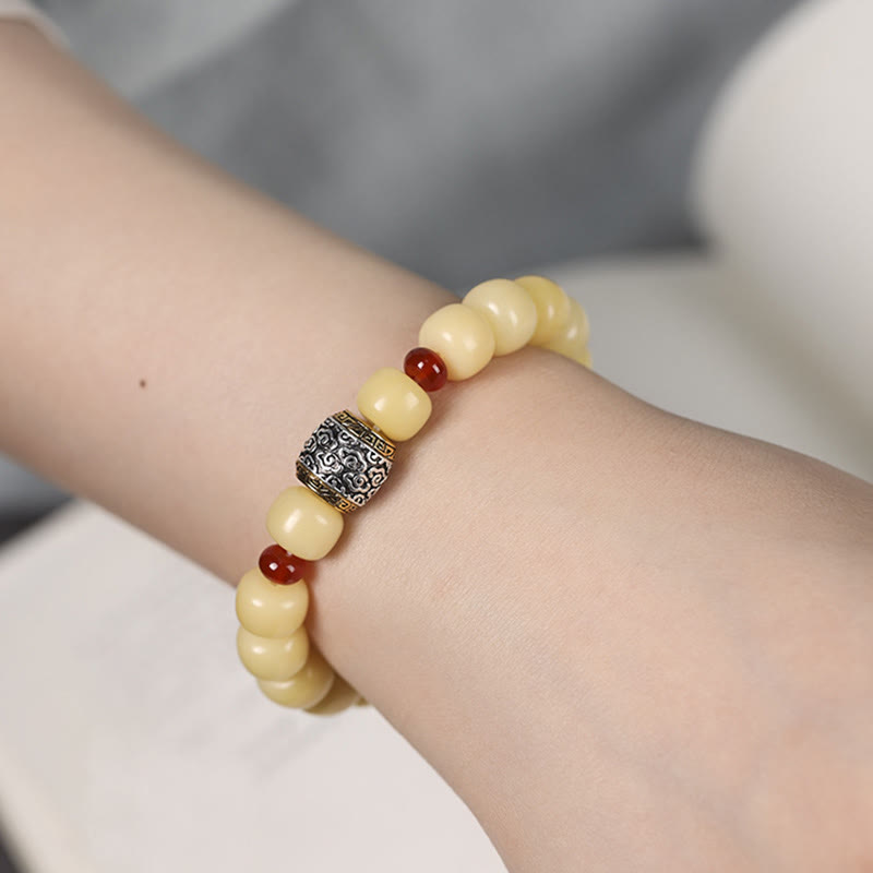 Pulsera de la paz con cuentas de Buda, semillas de Bodhi, nube auspiciosa y carácter Fu