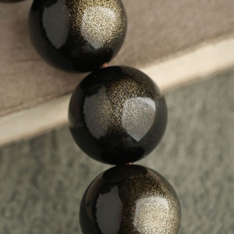 Pulsera de protección con piedras de Buda, obsidiana dorada y obsidiana plateada con brillo, con forma de pata de gato de la suerte.