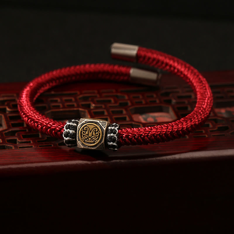 Buddha Stones 925 Sterling Silber Perfekter Knoten King Kong Knoten Glaube Stärke Armband