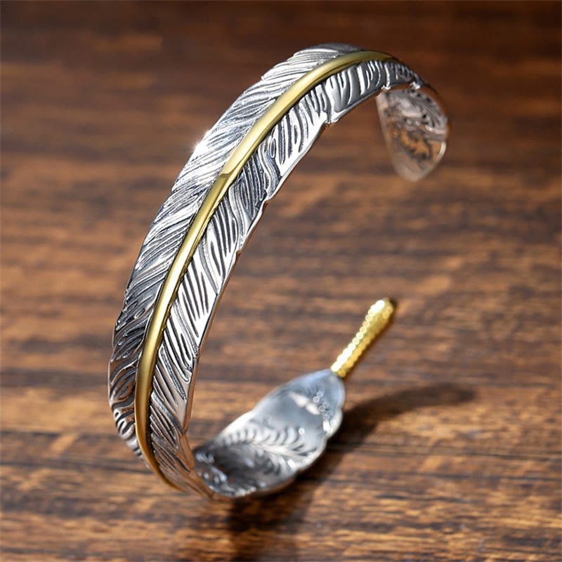 Buddha Steine Feder Muster Geschnitzt Glück Reichtum Manschette Armband Armreif