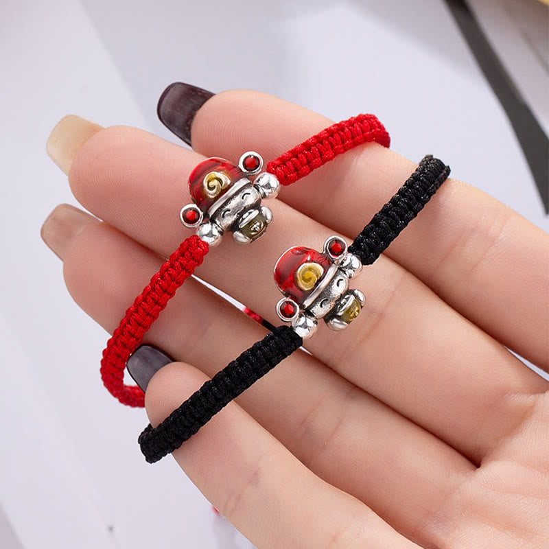 Buddha-Steine, Gott des Reichtums, handgefertigt, Faden, Glück, Stärke, geflochtenes Armband