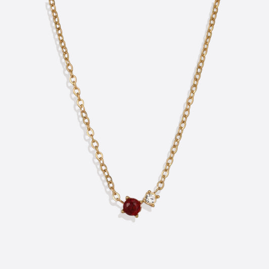 Zierliche Solitärkette mit Geburtssteinen und Diamantakzent