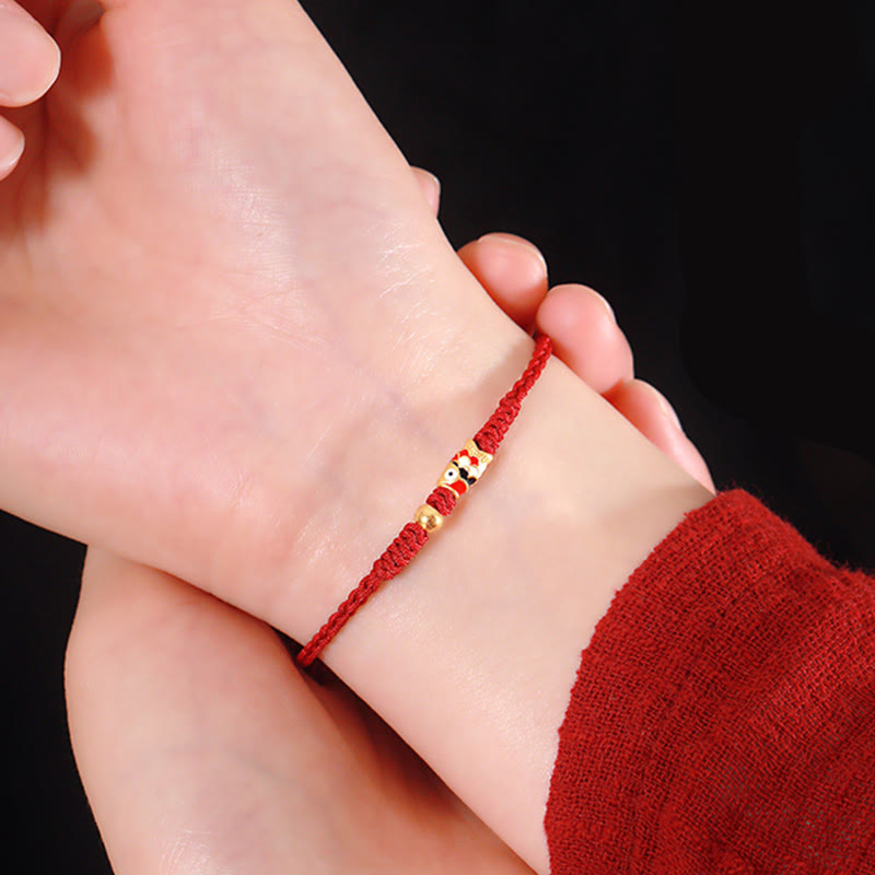 Buddha Stones 999 Gold Glück Koi Fisch Handgefertigtes geflochtenes Schnurarmband