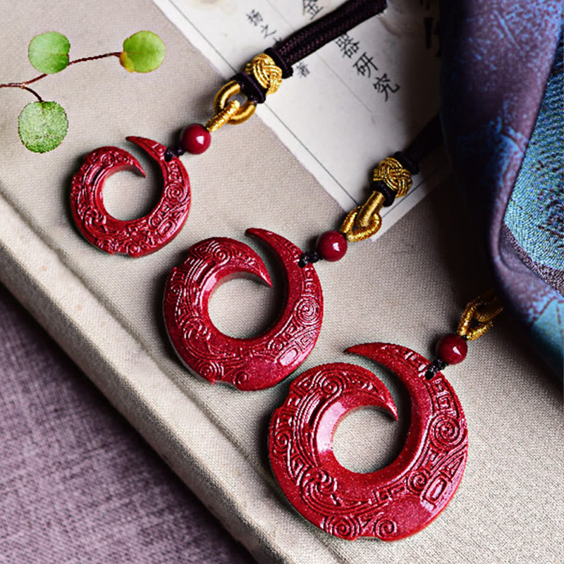 Buddha Stones One's Luck Improves Design Patern Natural Cinnabar Blessing Halskettenanhänger
