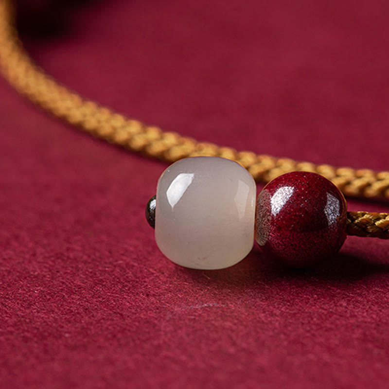 Buddha-Steine, natürliche Zinnoberperlen, Segen, handgefertigtes Armband