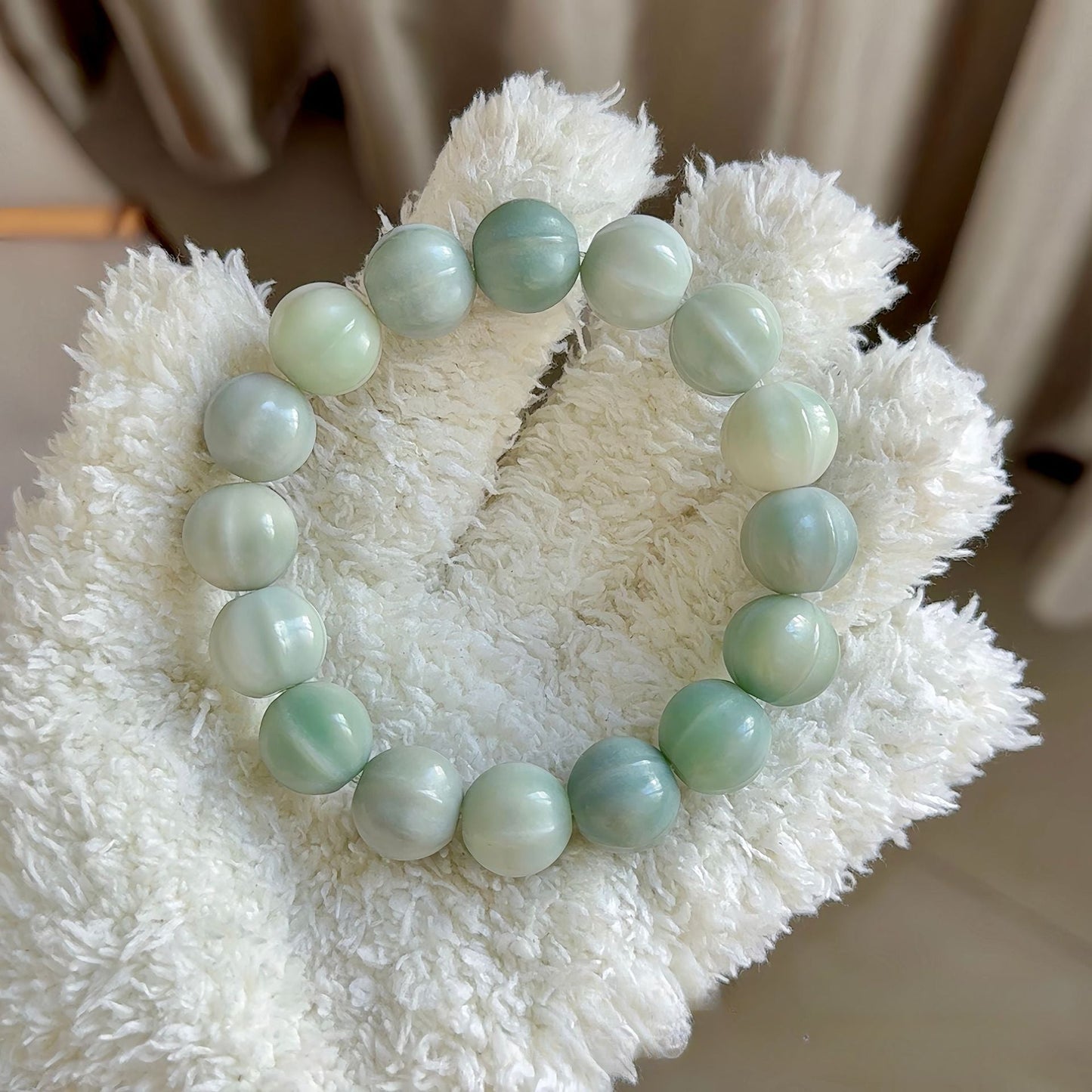 Exquisitely Carved Shark Fin Sea Salt Pink Bodhi Bracelet 14mm - Touch Bling