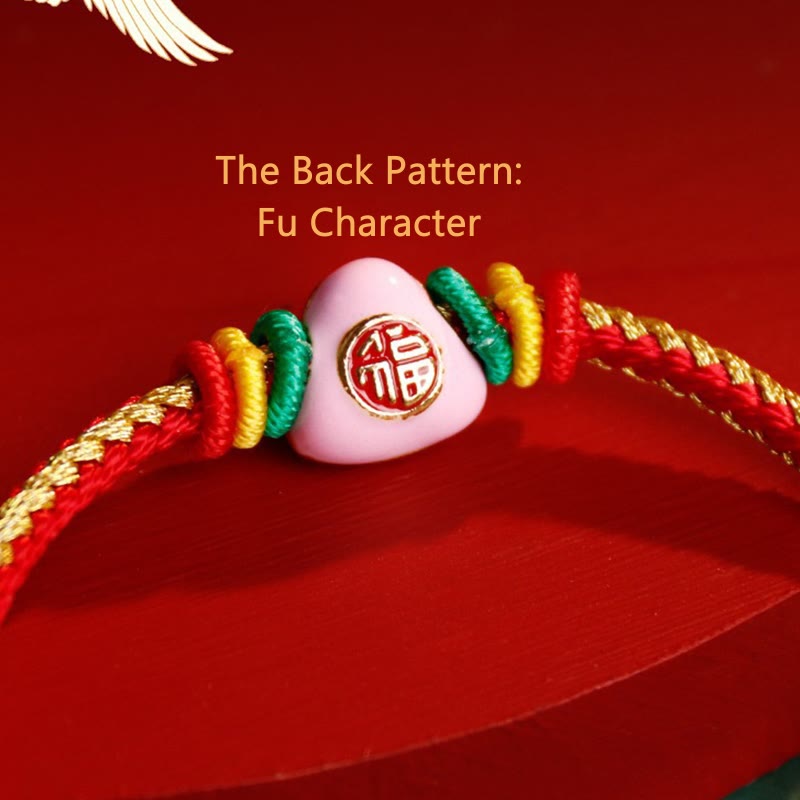 Buddha-Steine, buntes Seil, Zongzi-Muster, Fu-Charakter, Glück, handgefertigtes Armband