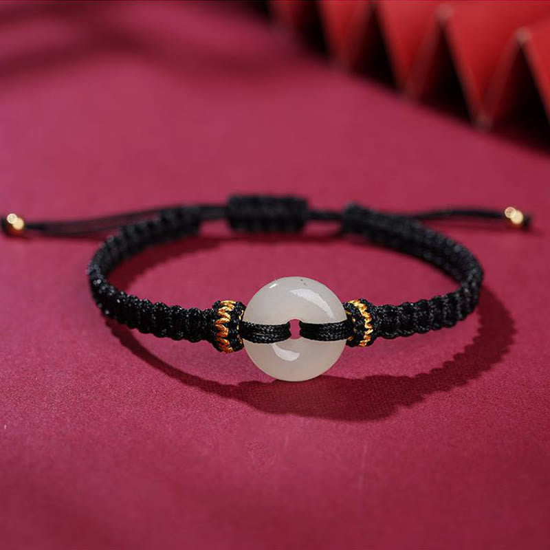 Buddha Stones Peace Buckle Jade Abundance Geflochtenes Armband