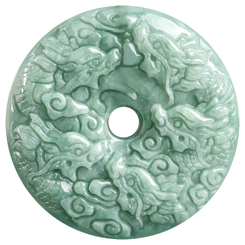 Collar con colgante de protección con hebilla de paz de nueve dragones de jade natural del Año del Dragón con piedras de Buda