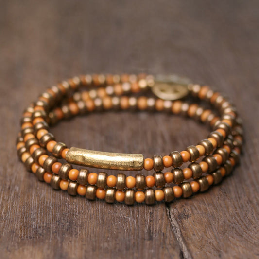 Pulsera de cobre con hueso de oliva retro de Buddha Stones