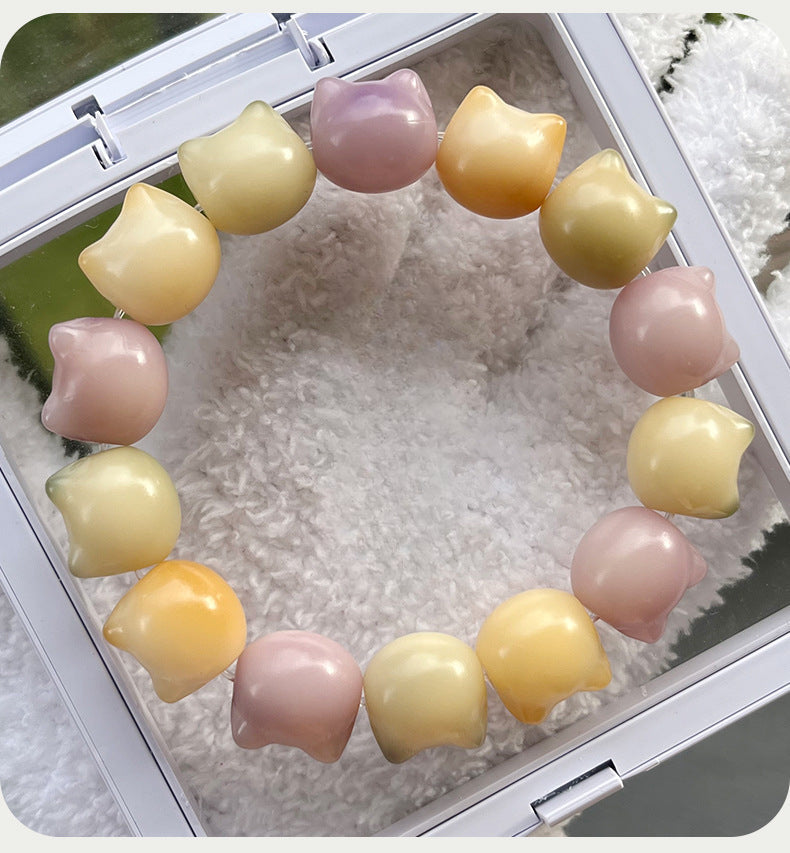 16mm Adorable Cat Head Bodhi Bracelet (Available in Multiple Colors) - Touch Bling