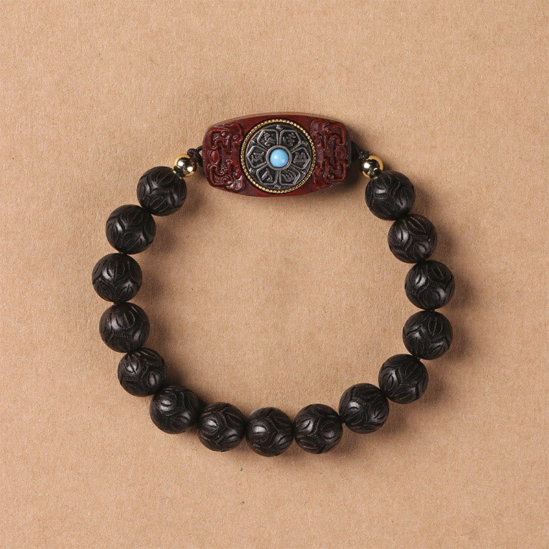 Buddha-Steine, grünes Sandelholz, Ebenholz, Sandelholz, Om Mani Padme Hum, beruhigendes Armband