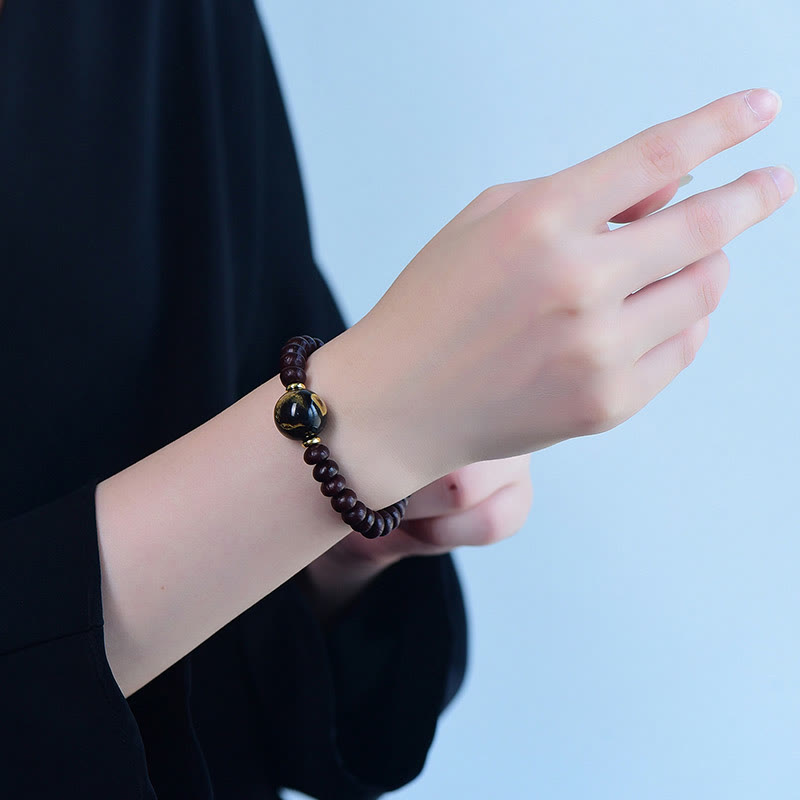 Pulsera de armonía con cuentas de semillas Bodhi moradas tibetanas naturales de Buda
