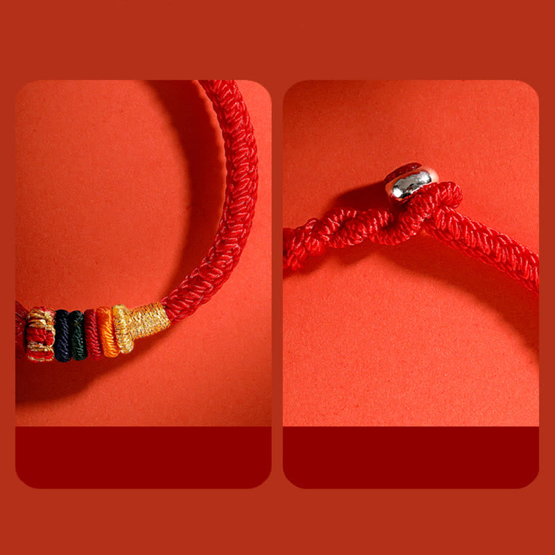 Buddha Stones Year of the Dragon 925 Sterling Silver Chinese Zodiac Cinnabar Auspicious Matches Blessing Bracelet