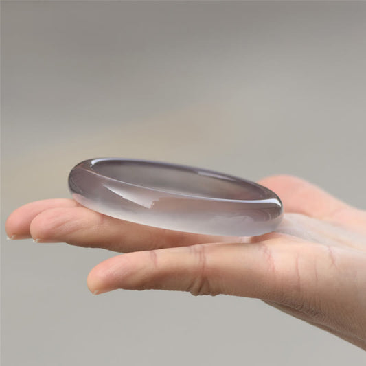 Buddha Stones Natürlicher Grauer Chalcedon Harmonie Armreif