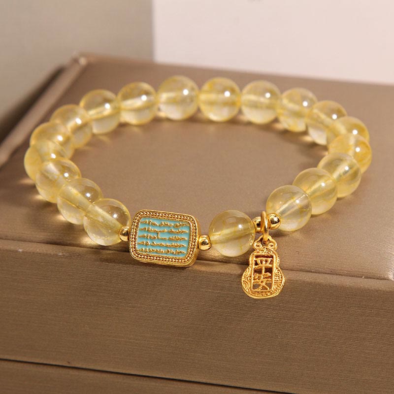 Pulsera de generosidad de las Cinco Escrituras con citrino natural de Buddha Stones