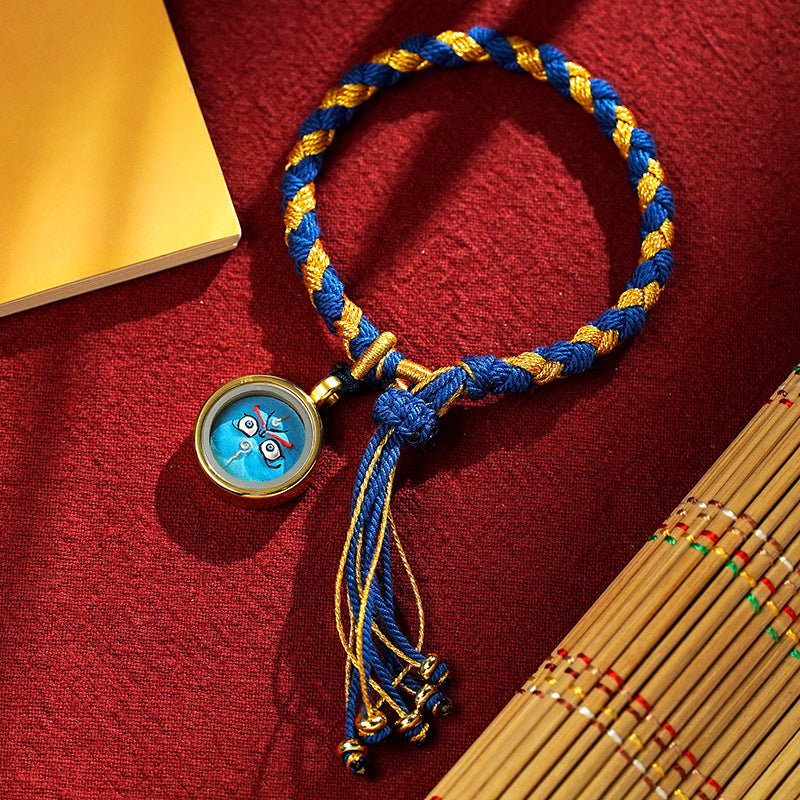 Pulsera trenzada de escamas de dragón tibetano de los Cinco Dioses de la Riqueza, hecha a mano con piedras de Buda