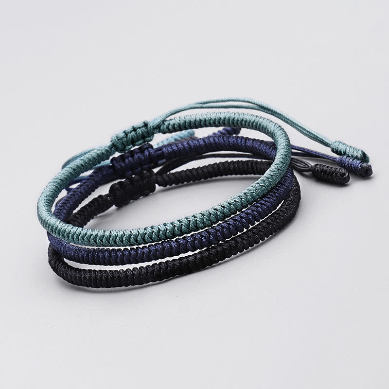 Pulsera tibetana de 3 piezas con nudo King Kong y amuleto de fuerza hecho a mano