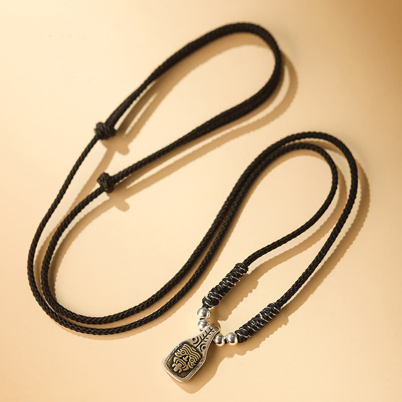 Collar con colgante de cuerda con piedras de Buda tibetanas de plata de ley 925, con la diosa Zakiram de la riqueza y la protección.