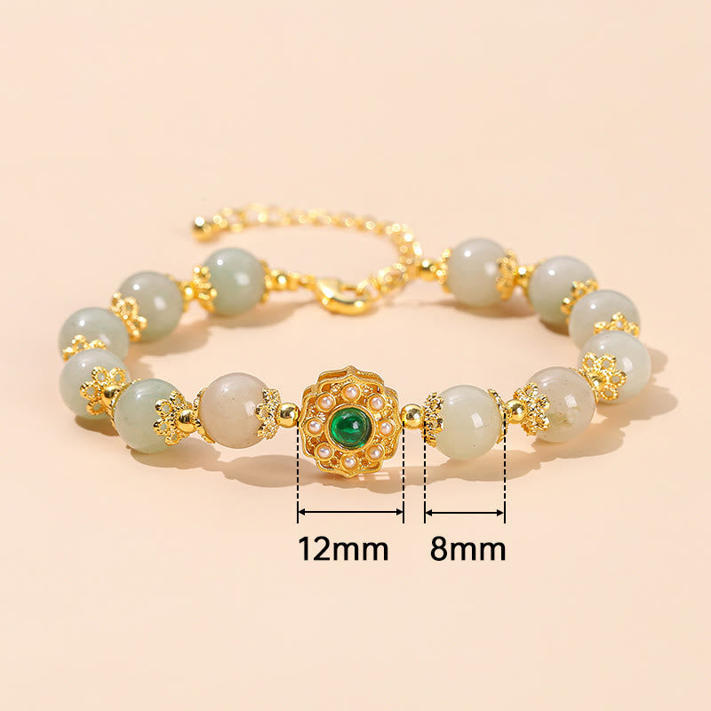 Buddha Stones Armband mit Perlenkette aus natürlicher Jade