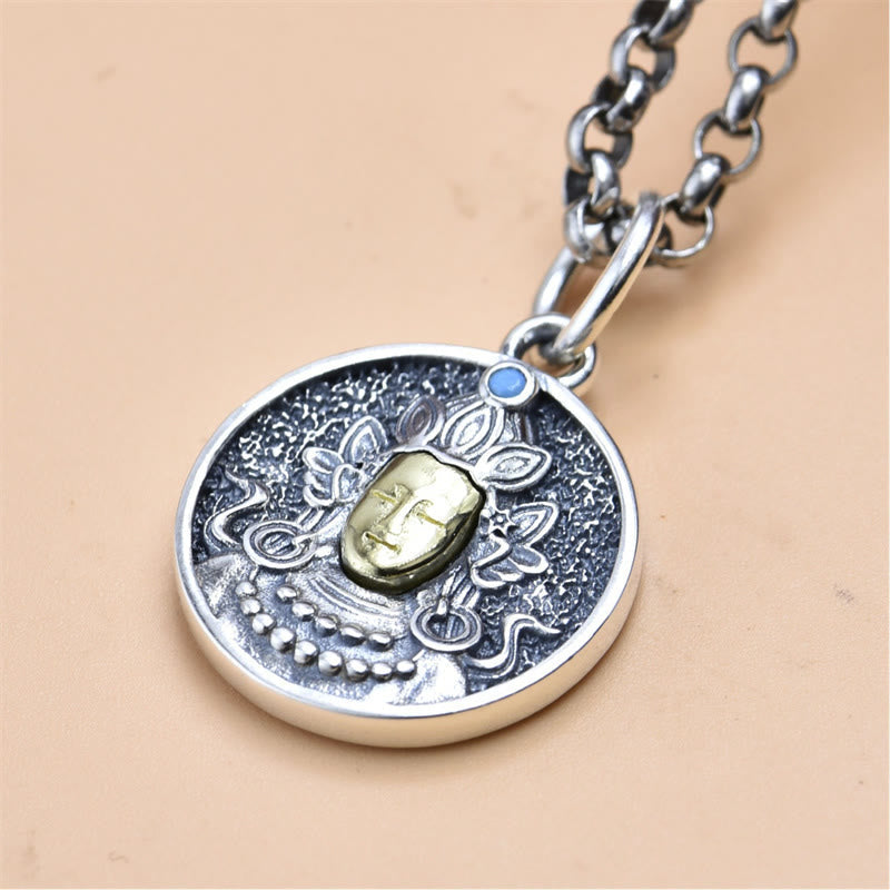 Buddha Stones 925 Sterling Silber Grüne Tara Doppel Dorje Vajra Schutz Halskette Anhänger