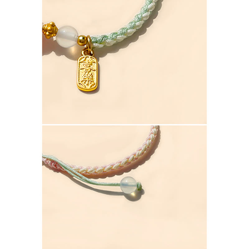 Pulsera trenzada hecha a mano con hebilla de ágata de paz y alegría de Buda