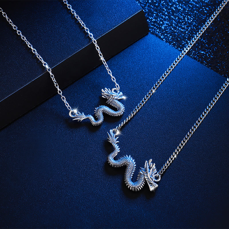 Collar con colgante de cadena de protección del dragón auspicioso del Año del Dragón en plata de ley 925 con piedras de Buda