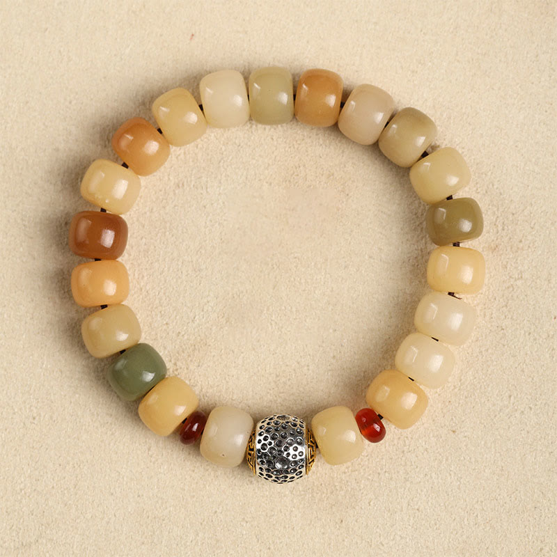 Pulsera de sabiduría Om Mani Padme Hum con semillas de Bodhi naturales de Buda y el Señor del Bosque Cadáver