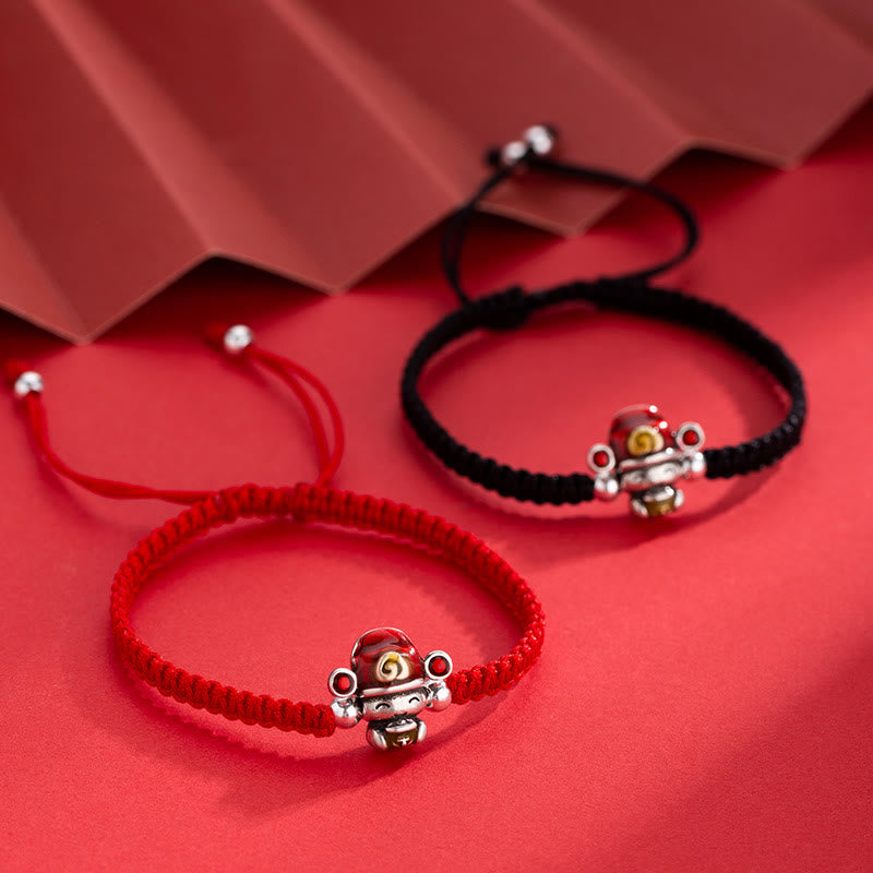 Buddha-Steine, Gott des Reichtums, handgefertigt, Faden, Glück, Stärke, geflochtenes Armband