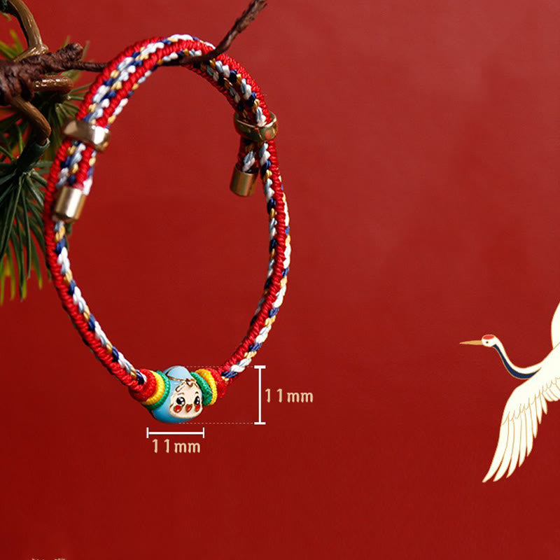 Buddha-Steine, buntes Seil, Zongzi-Muster, Fu-Charakter, Glück, handgefertigtes Armband