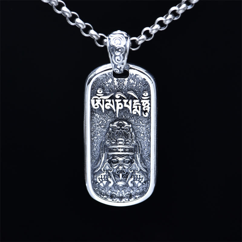Collar con colgante de la paz Om Mani Padme Hum de la diosa de la riqueza de Zakiram en plata de ley 925 con piedras de Buda