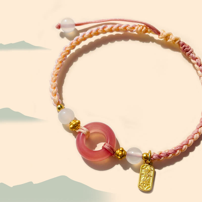 Pulsera trenzada hecha a mano con hebilla de ágata de paz y alegría de Buda