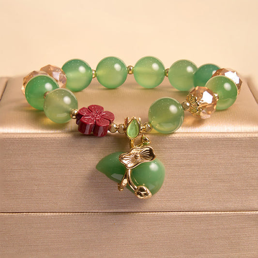 Pulsera de confianza con cuentas de flor de cinabrio, calabaza, ágata roja natural y ágata verde de Buda