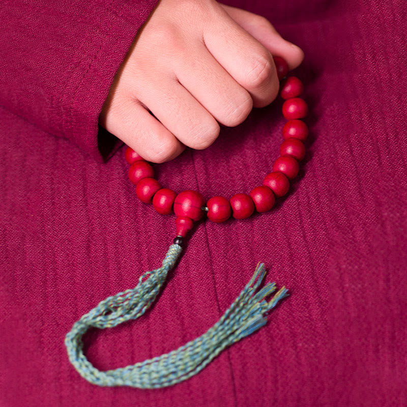 Mala de muñeca de madera de Abelia Biflora con piedras de Buda que aleja los malos espíritus