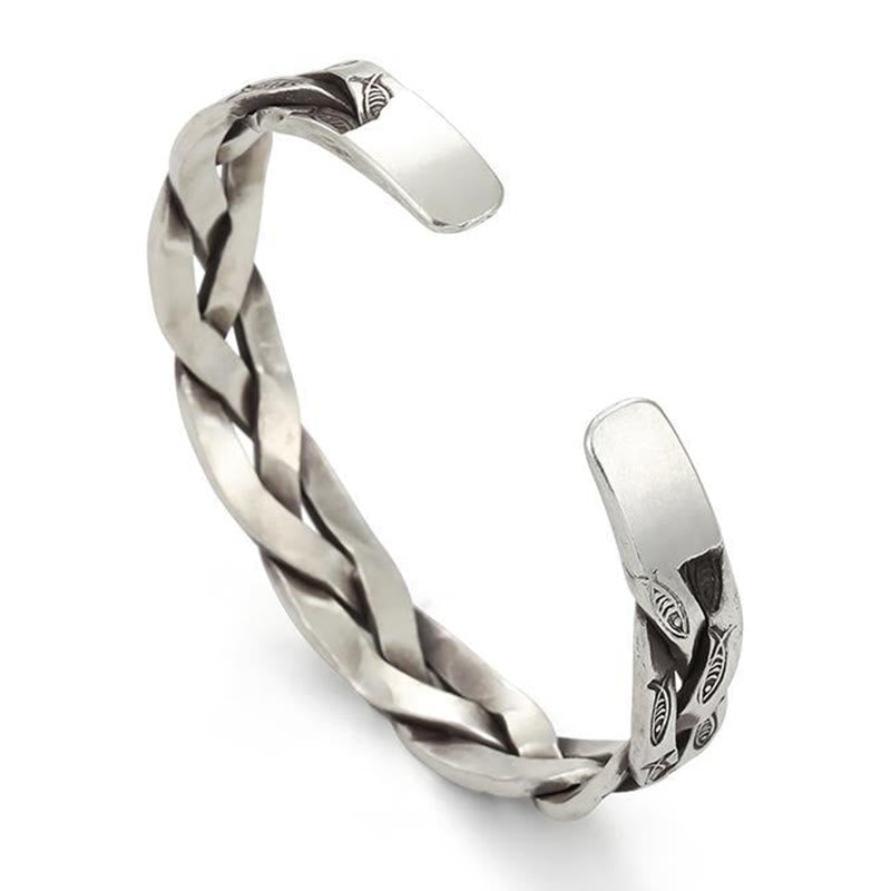 Buddha Steine Koi Fisch Twisted Design Glück Reichtum Manschette Armband Armreif