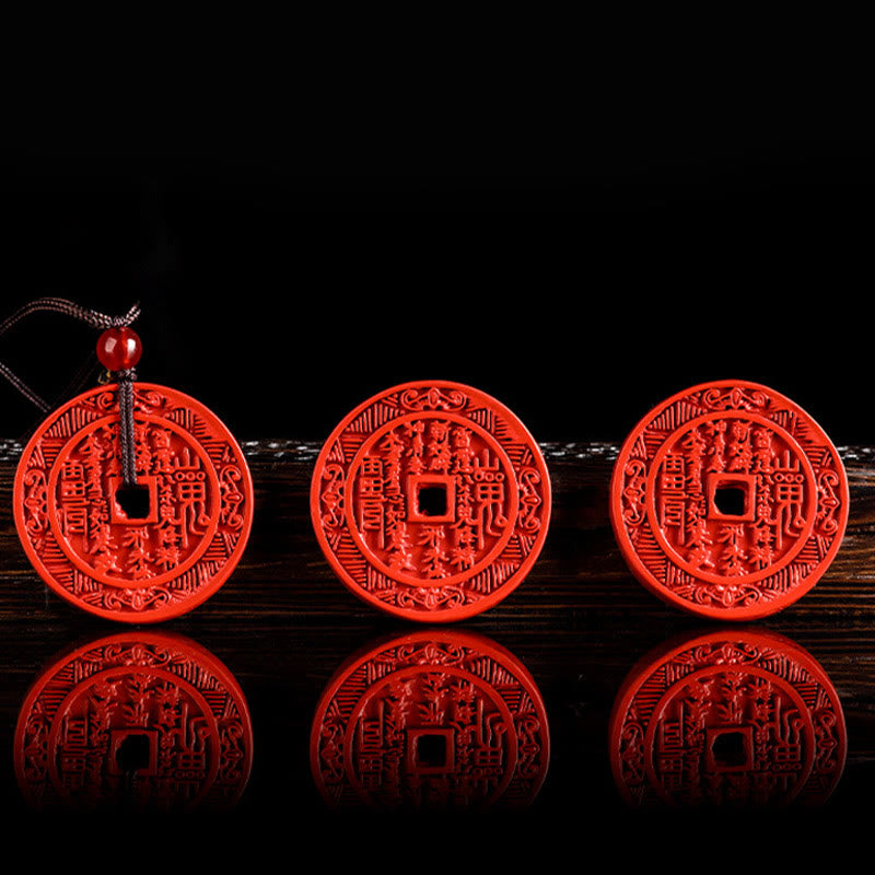 Collar con colgante de bendición con diseño Bagua de piedras de Buda, cinabrio natural, fantasmas de montaña, dinero gastado